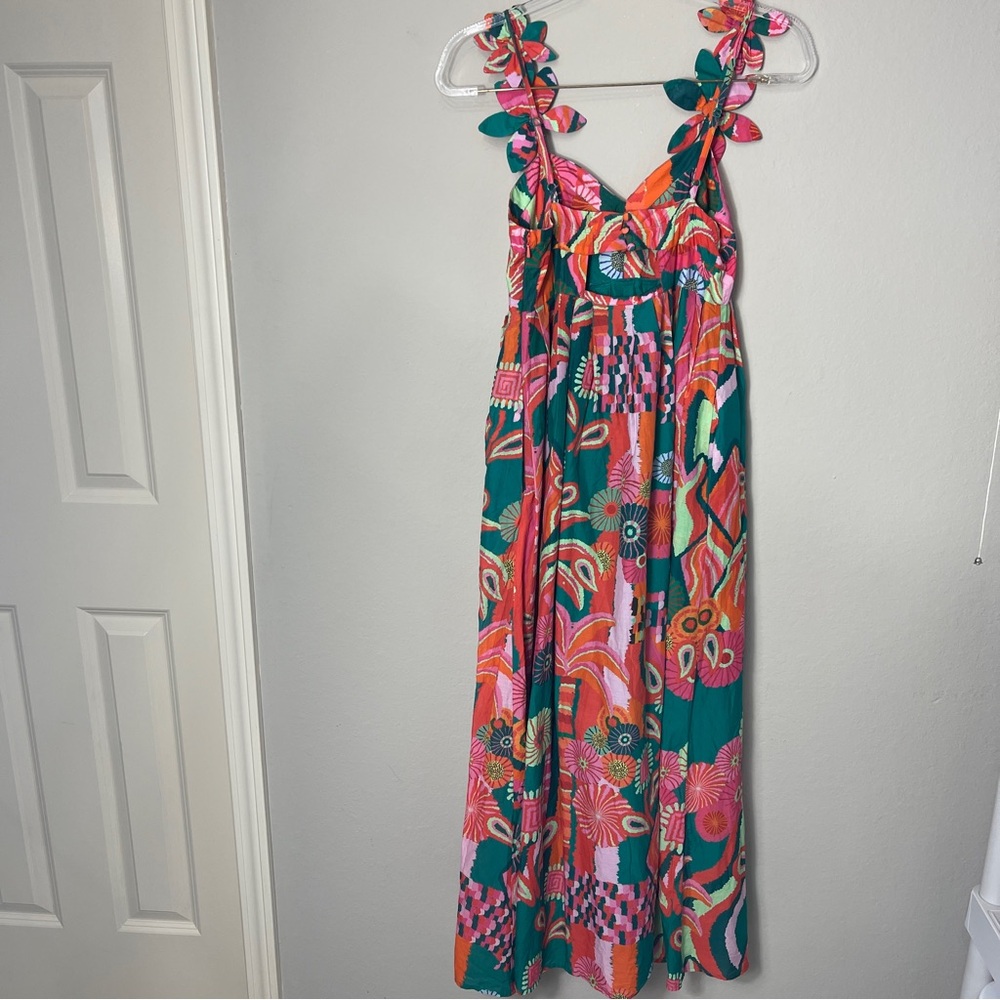 Farm Rio Pleated Palm Midi Dress Tropical - Picture 15 of 16